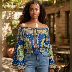 Band Of Gypsies Bohemian Off-shoulder Blouse - Size Medium
